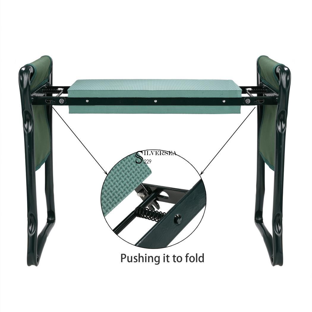 Folding Garden Kneeler Seat Bench Stool w/ Kneeling Pad 